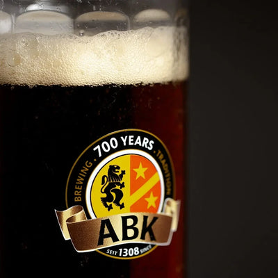A close up photo of ABK dunkel with Logo featuring prominently 