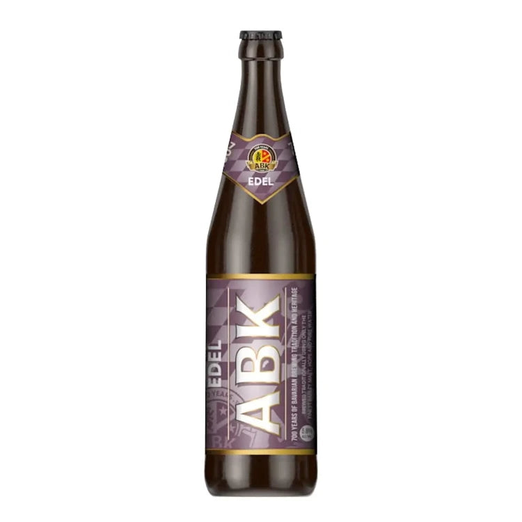 Bottle of ABK edel on plain white background