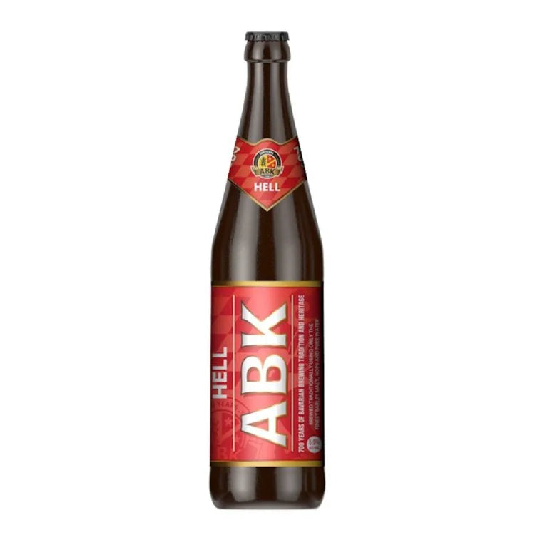 ABK hell beer on a white background